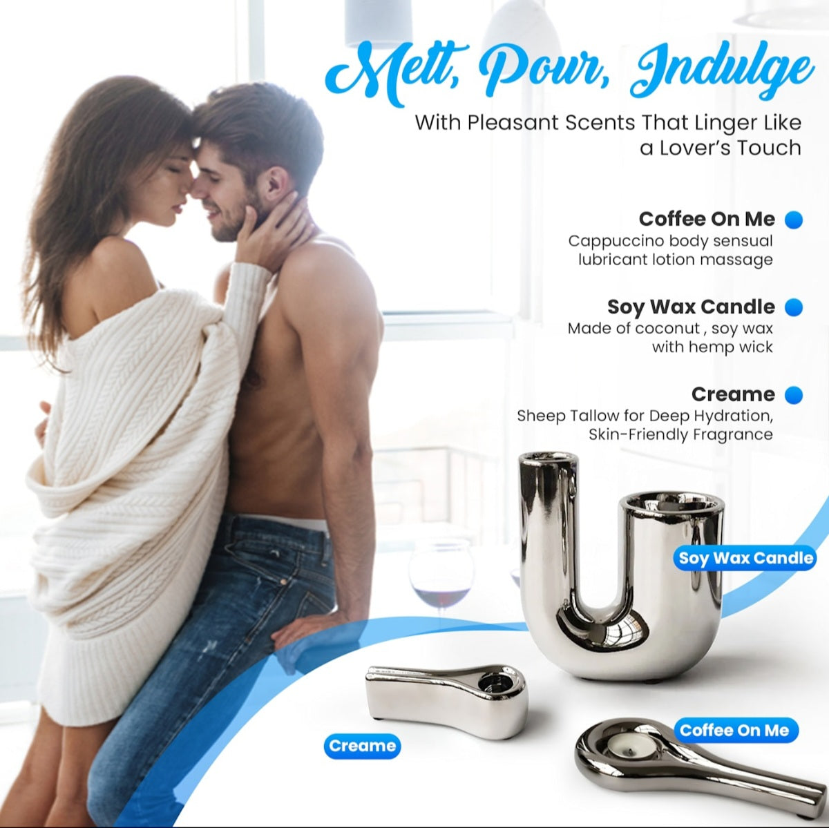 Megamoisterizer sensual lotion massage candles collection first taste crome #c123
