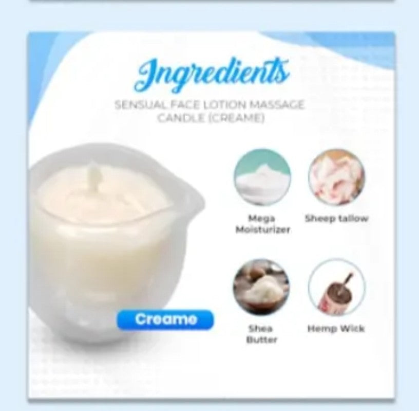 Megamoisterizer sensual lotion 30% Megamoisterizer & 70% sheep tallow and arthodisiac essential oils and natural prejostetone massage candles collection - first taste crome #c123